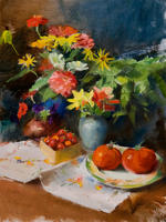 Prize Winning Tomatoes and Zinnias